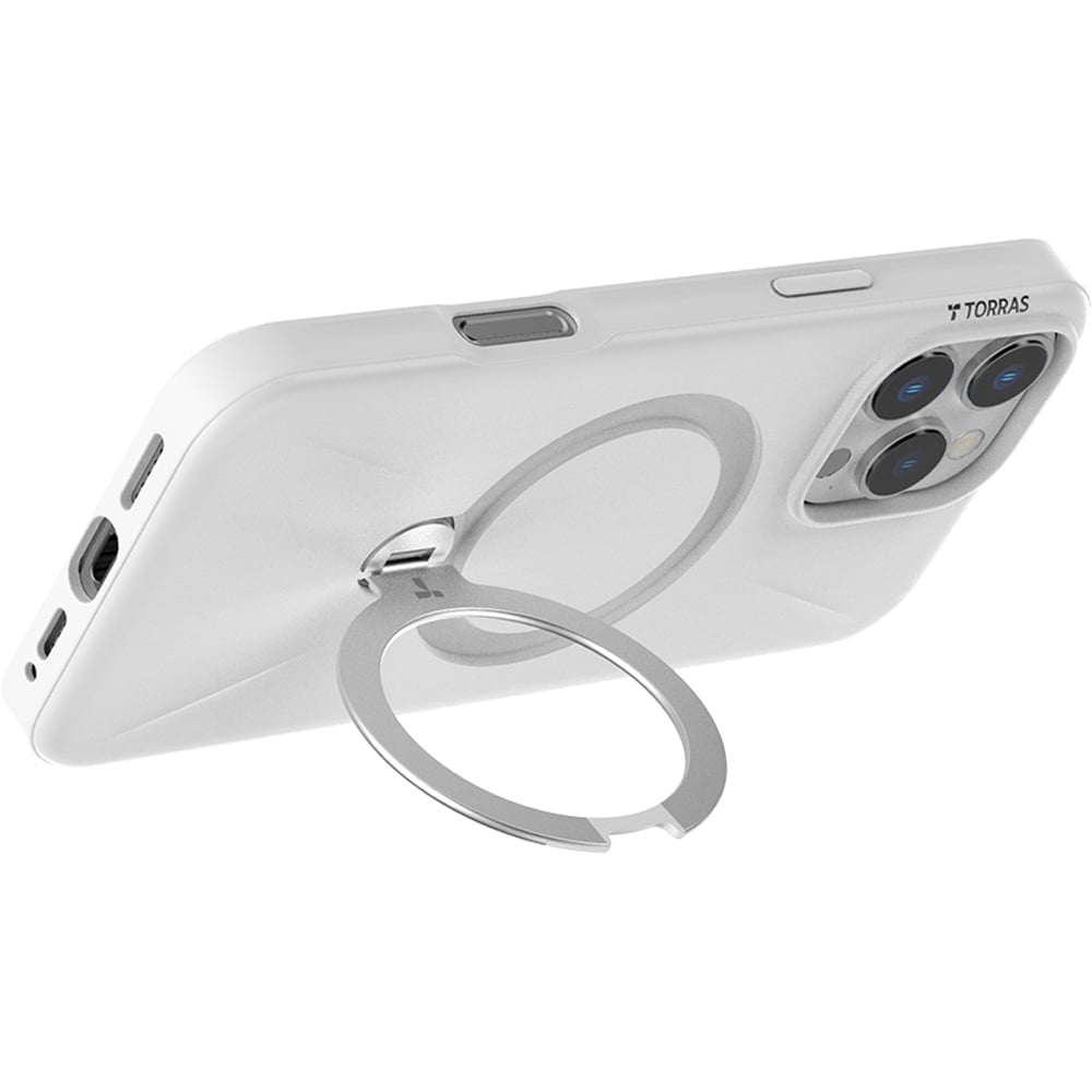 Torras Ostand Spin White iPhone 16 Pro Fusion Phone Case Image 2