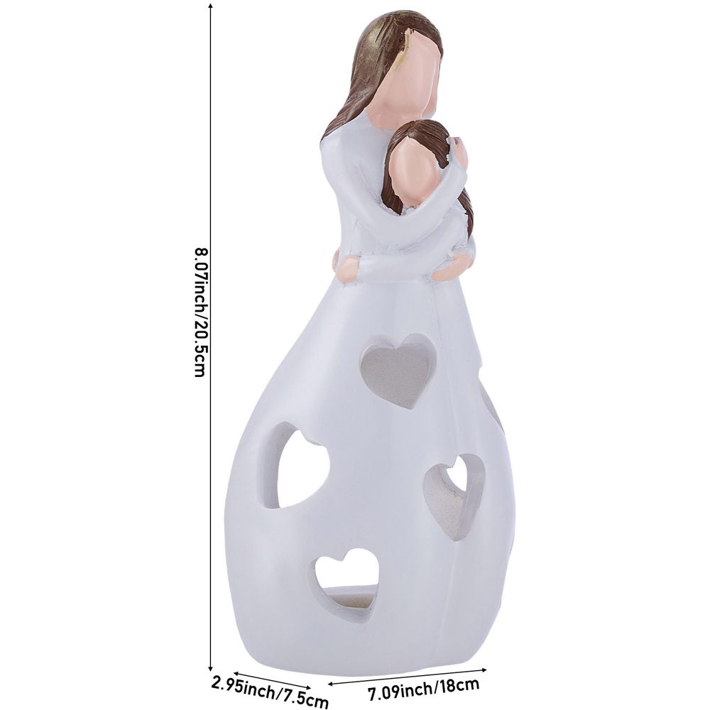Living and Home White Resin Mother and Daughter Tealight Holder Image 8