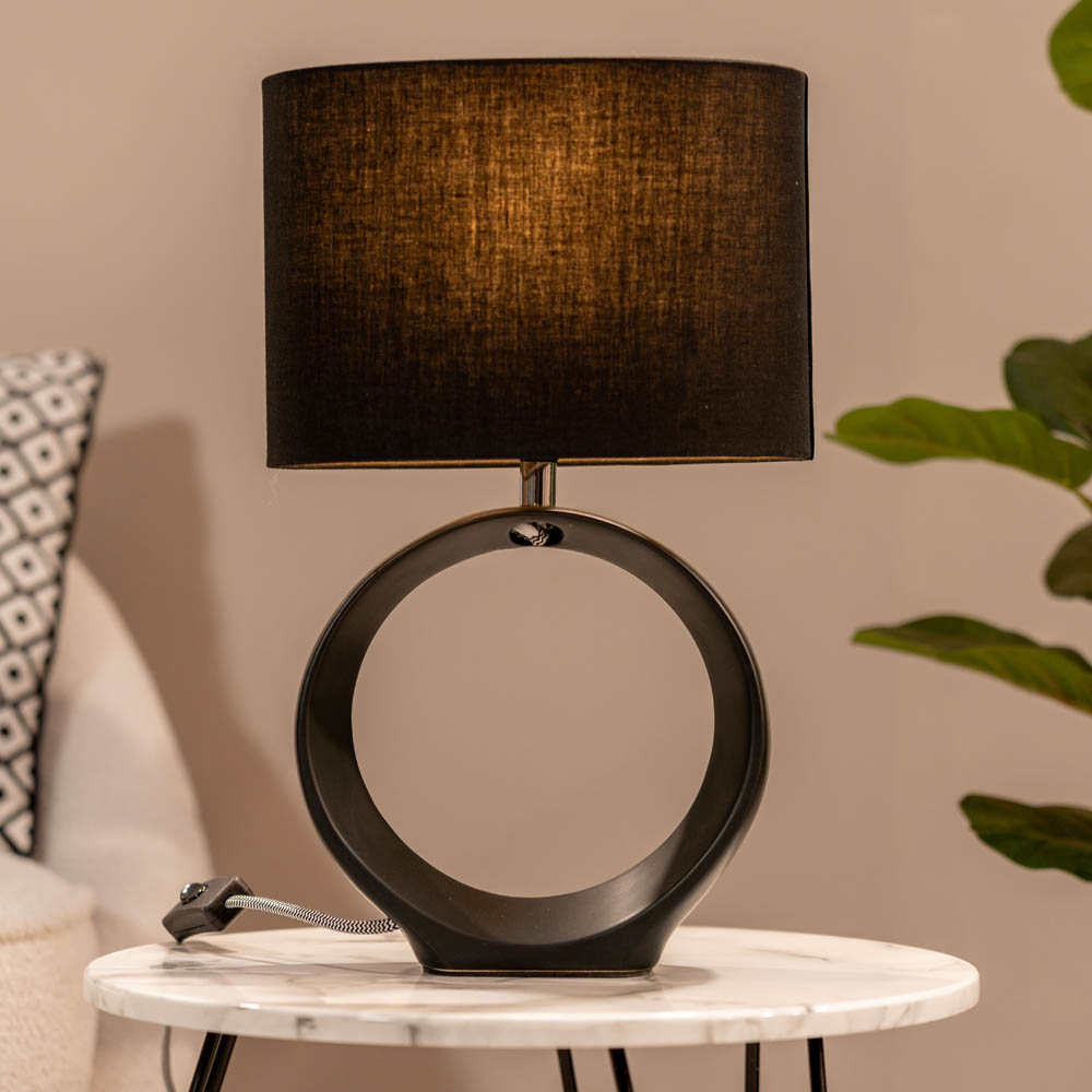 ValueLights Tia Black Shade Ceramic Loop LED Table Lamp 2 Pack Image 5