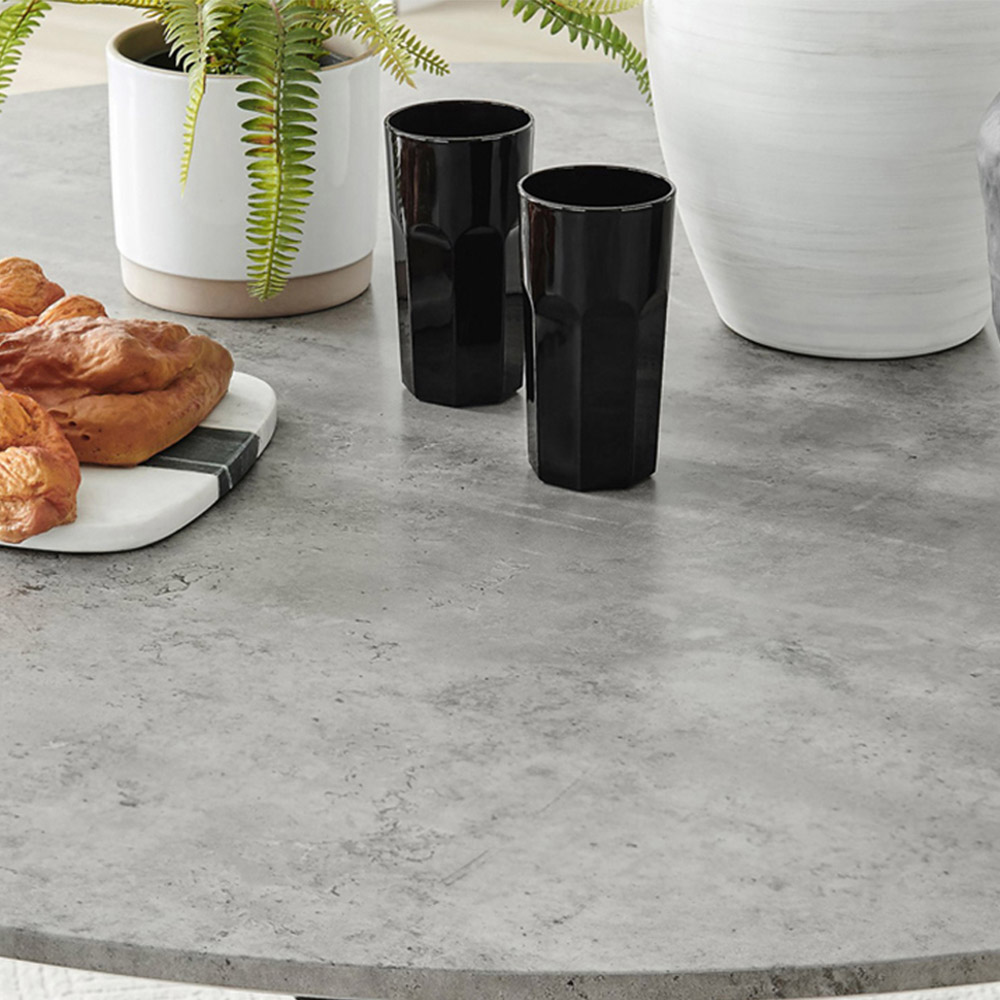 Furniturebox Arona Valera Concrete Effect 6 Seater Round Dining Set Grey and Black Image 5