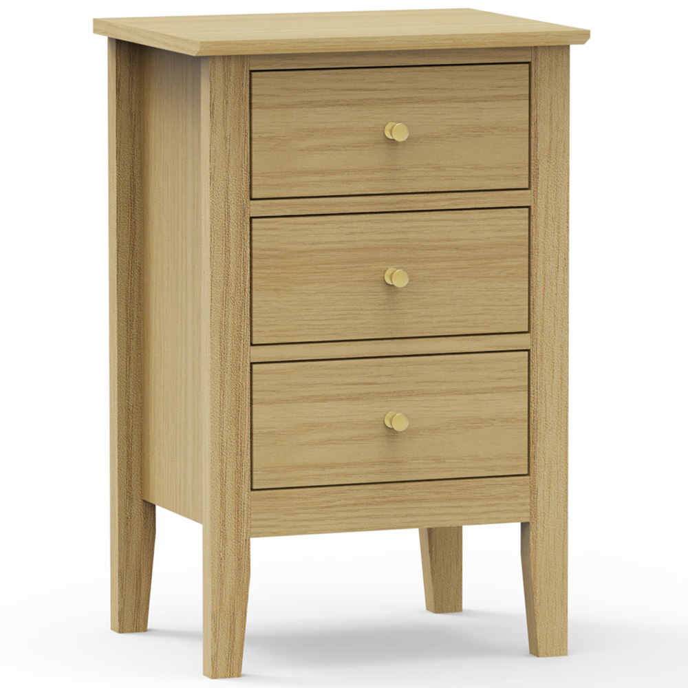Core Products Henley 3 Drawer Oak Effect Bedside Cabinet Image 4