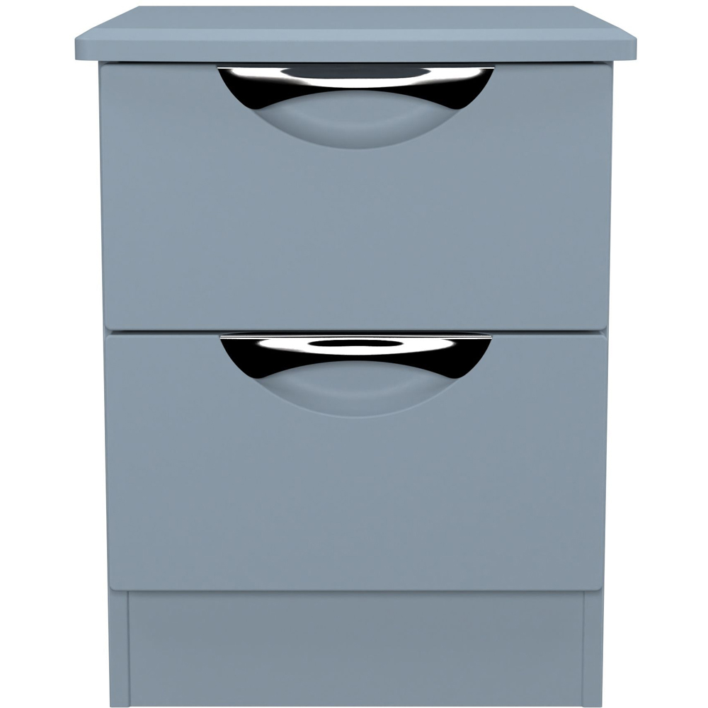 Crowndale Camden 2 Drawer Denim Blue Compact Bedside Cabinet Ready Assembled Image 2