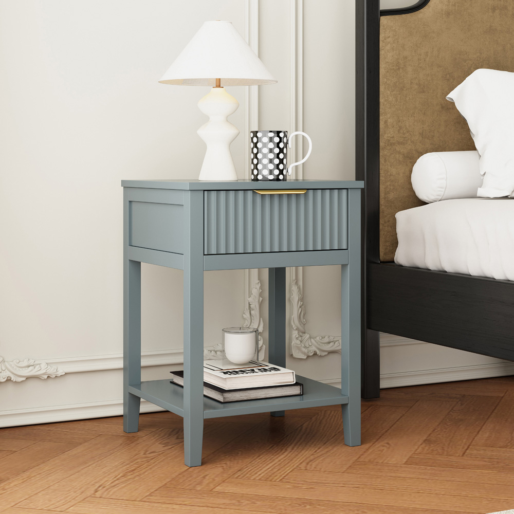Monti Single Drawer Grey Bedside Table Image 5