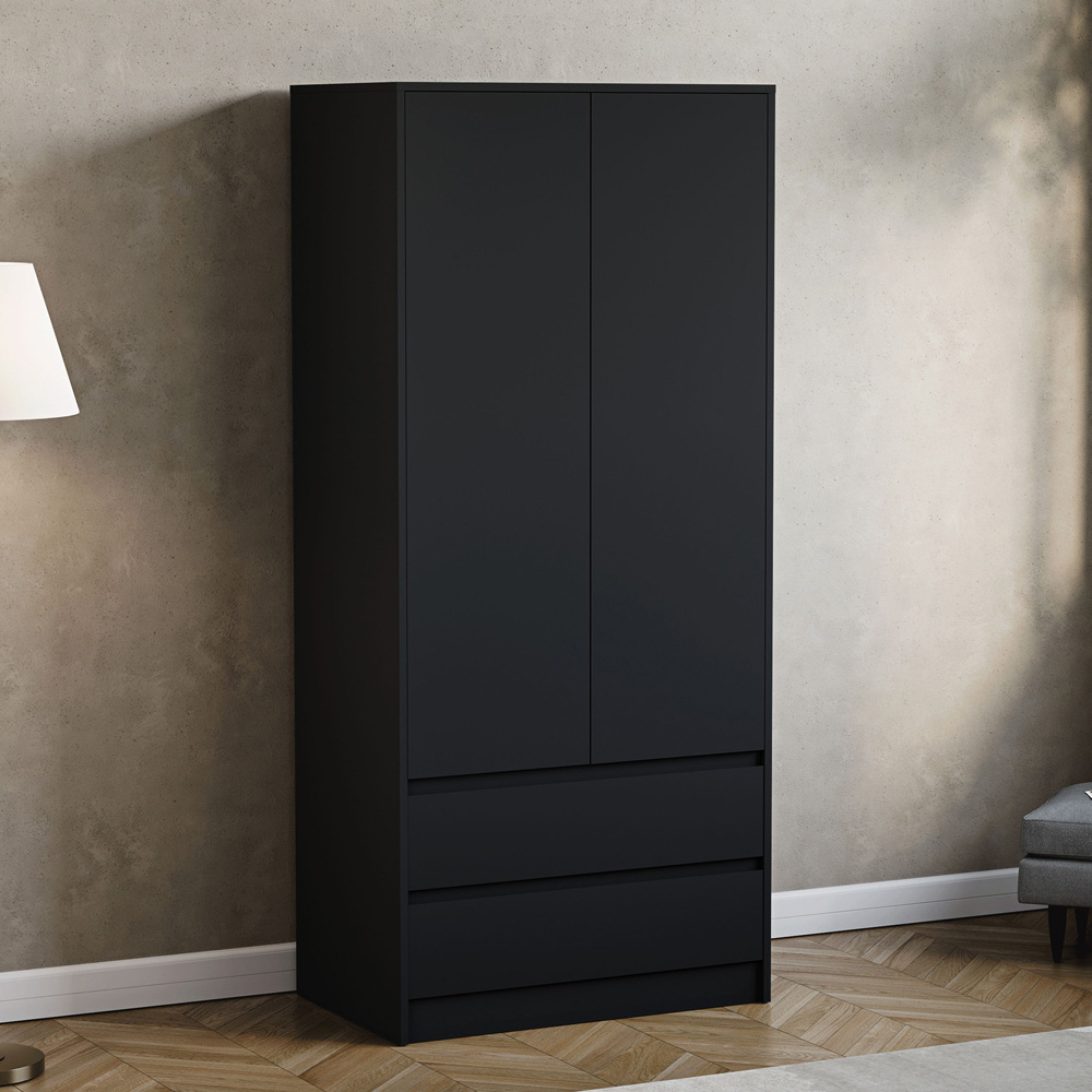 VIDA DESIGNS Denver 2 Door 2 Drawer Black Wardrobe Image 3