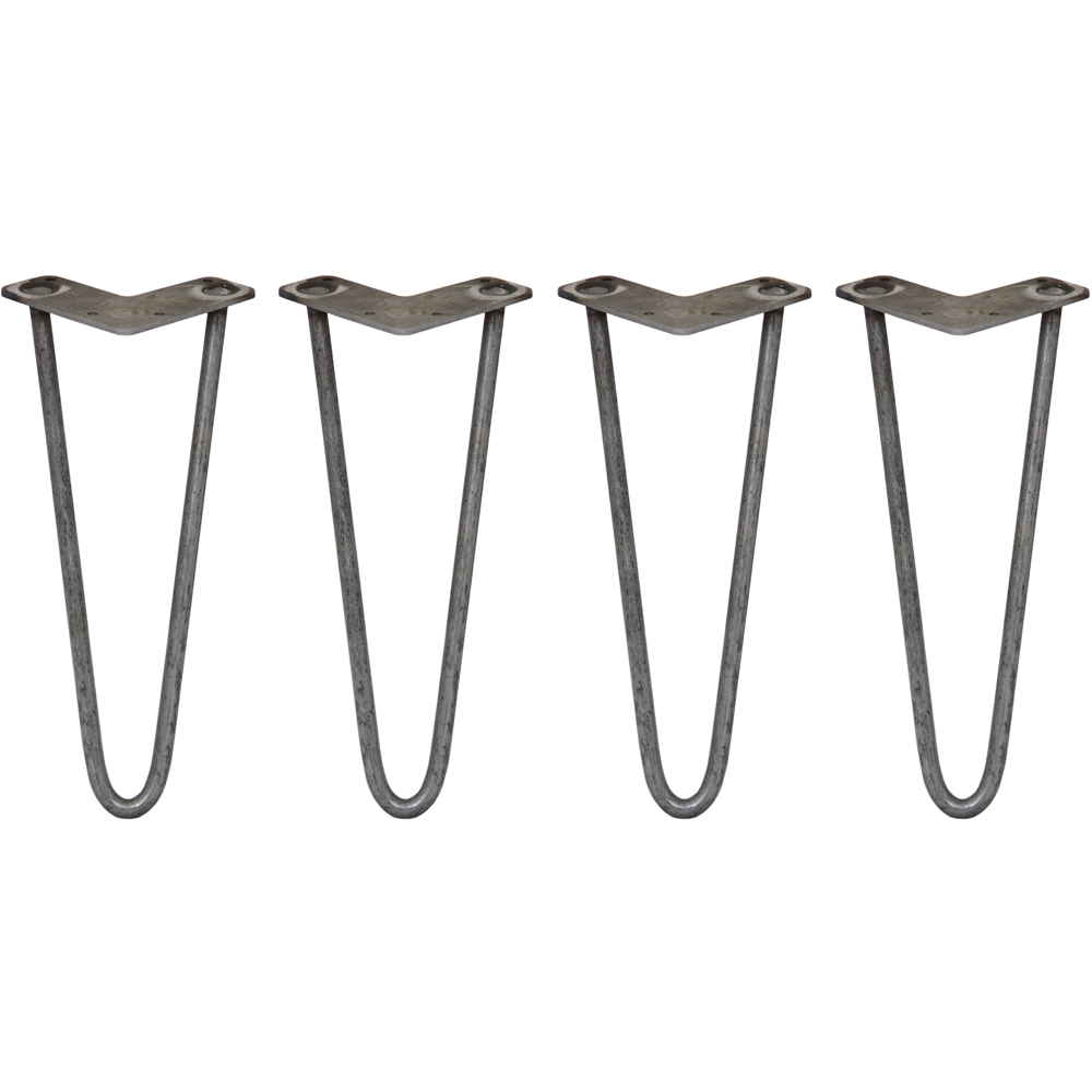 MonsterShop 2 Prong Raw Steel Hairpin Leg 305mm 4 Pack Image 1