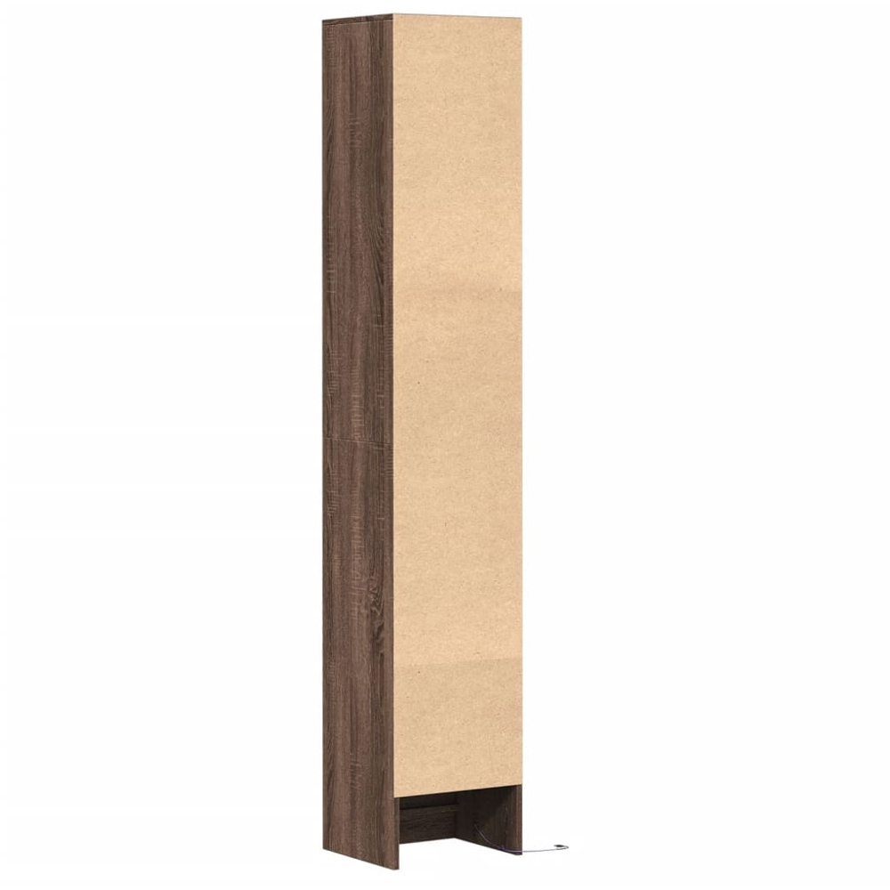 vidaXL Single Door 3 Shelf Brown Oak Sideboard with LED Lights Image 5