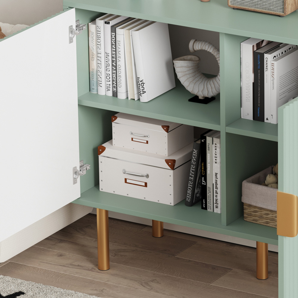 FurnitureHMD 2 Door 3 Drawer Green Wave Pattern Large Sideboard Image 6