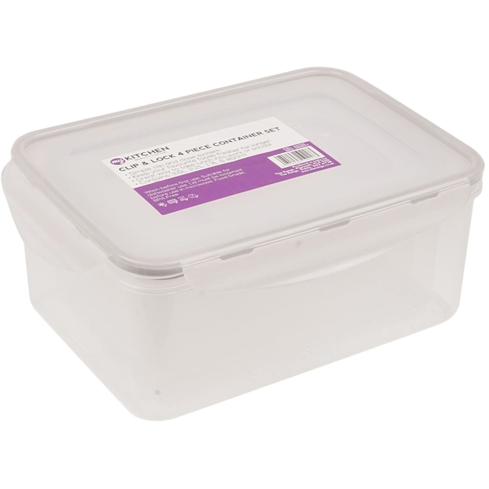My Kitchen 4 Piece Clip and Lock Food Container with Lid Image 1