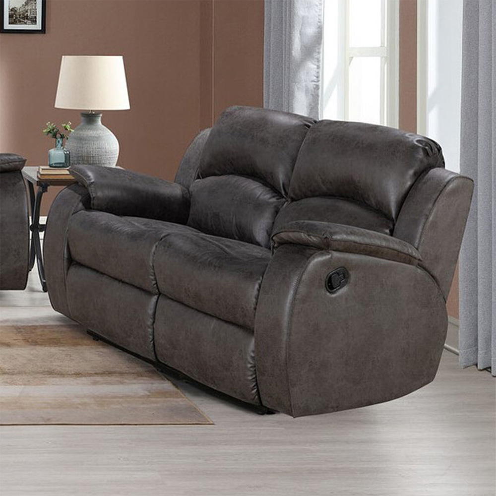 Monaco Pellissima 2 Seater Grey Leather Manual Recliner Sofa Image 4