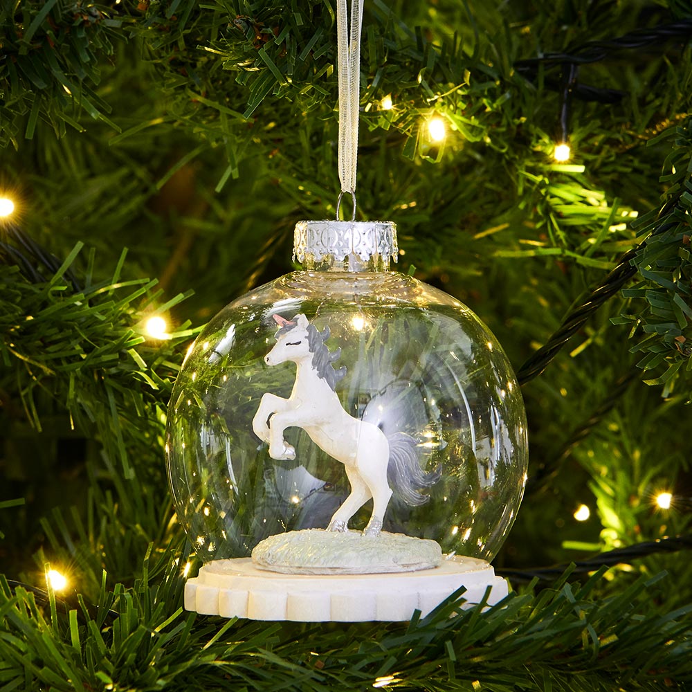 Wilko Glitters Encapsulated Unicorn Christmas Bauble Image 3