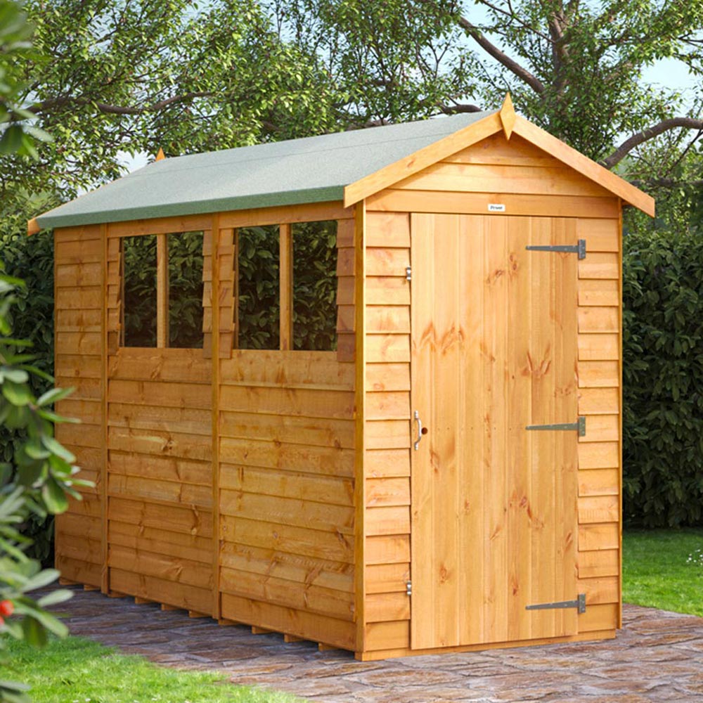 Power Sheds 10 x 4ft Overlap Apex Wooden Shed with Window Image 2