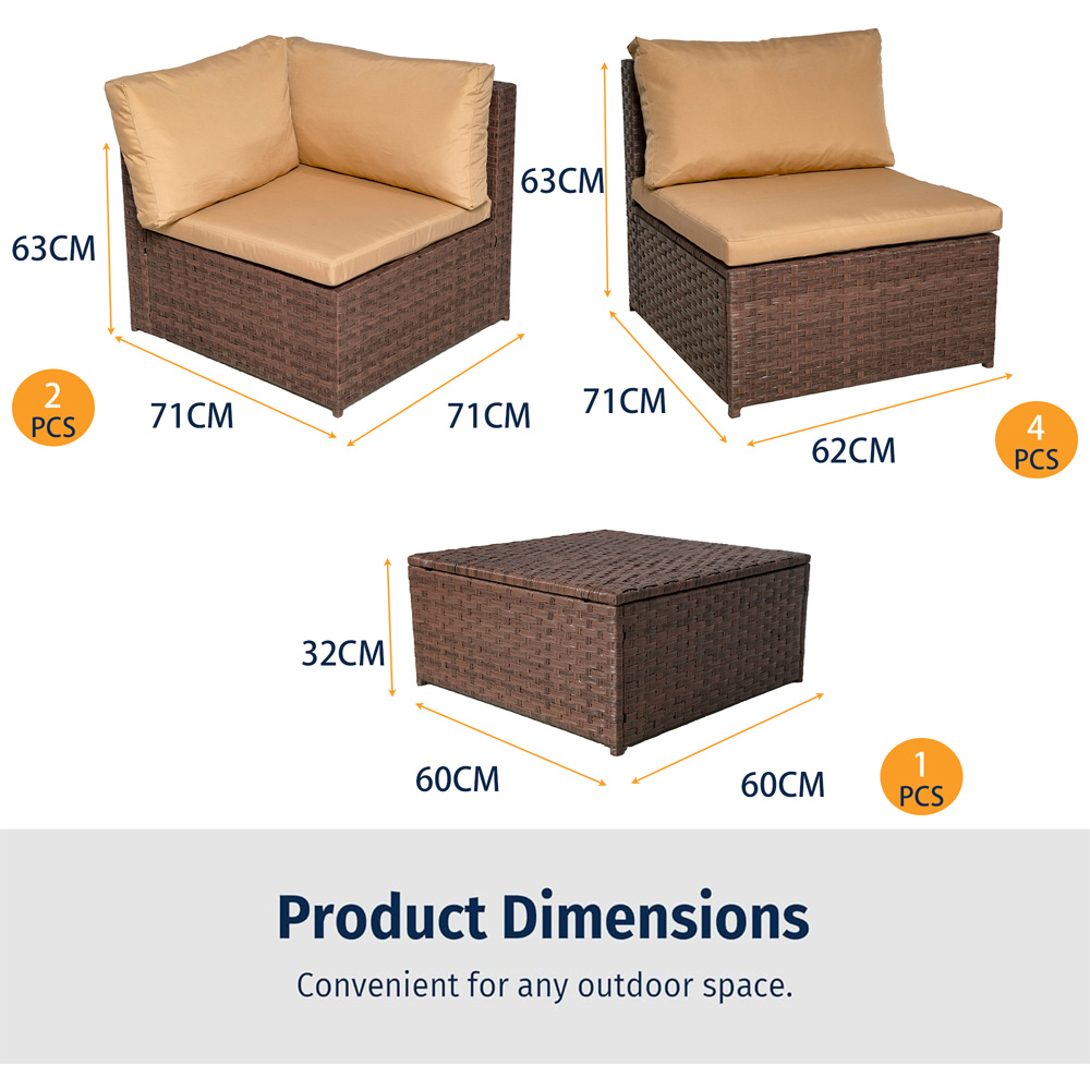 Furniture One 6 Seater Brown Rattan Modular Garden Furniture Set Image 8