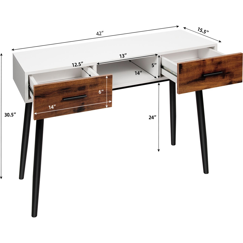 Costway 2 Drawer Industrial Console Table Image 9