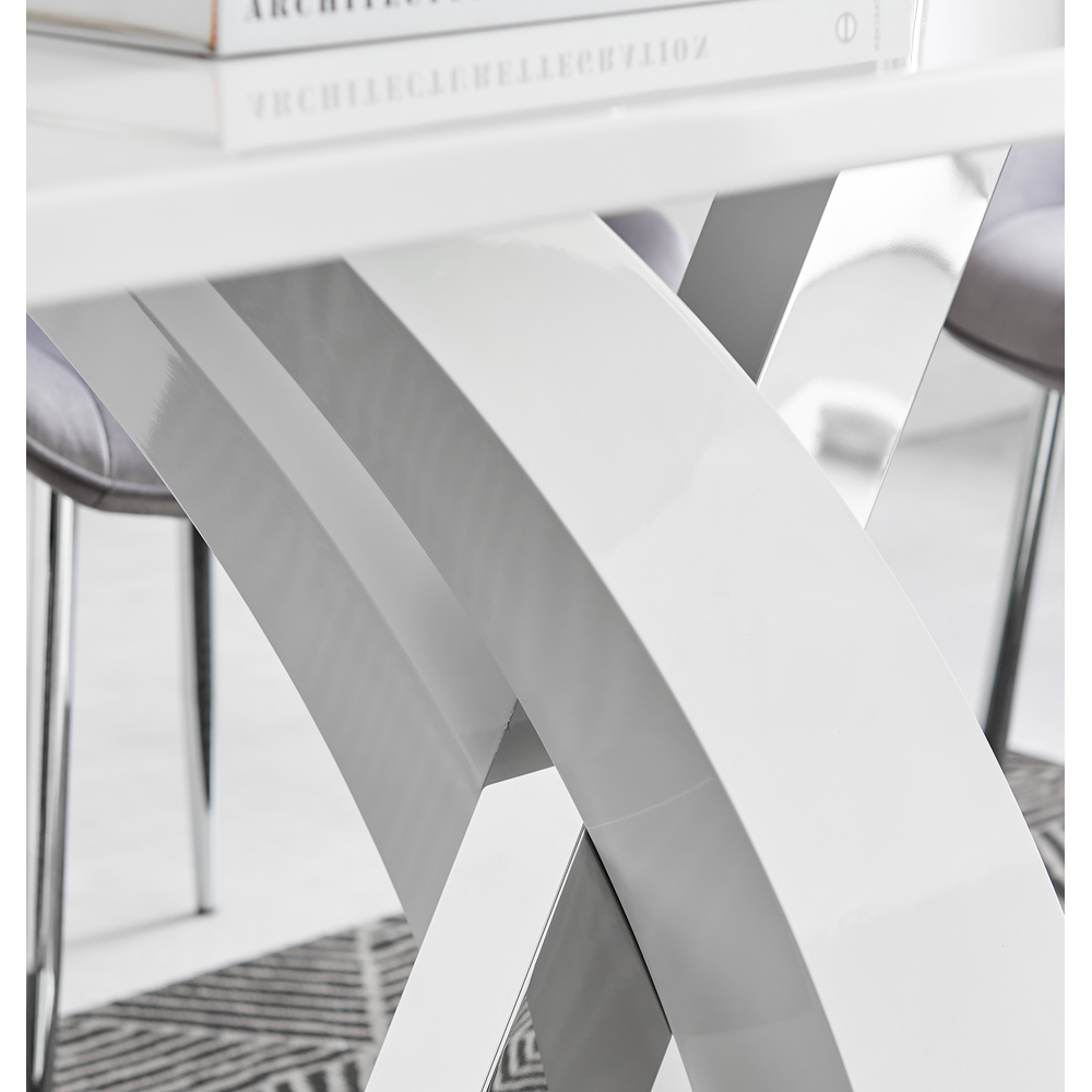 Furniturebox Columbia Valera 4 Seater Dining Set White Gloss Mustard Yellow and Chrome Image 5