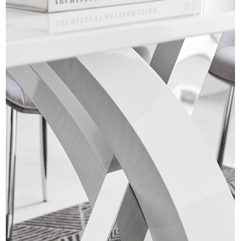 Furniturebox Columbia Valera 4 Seater Dining Set White Gloss and Chrome Image 5