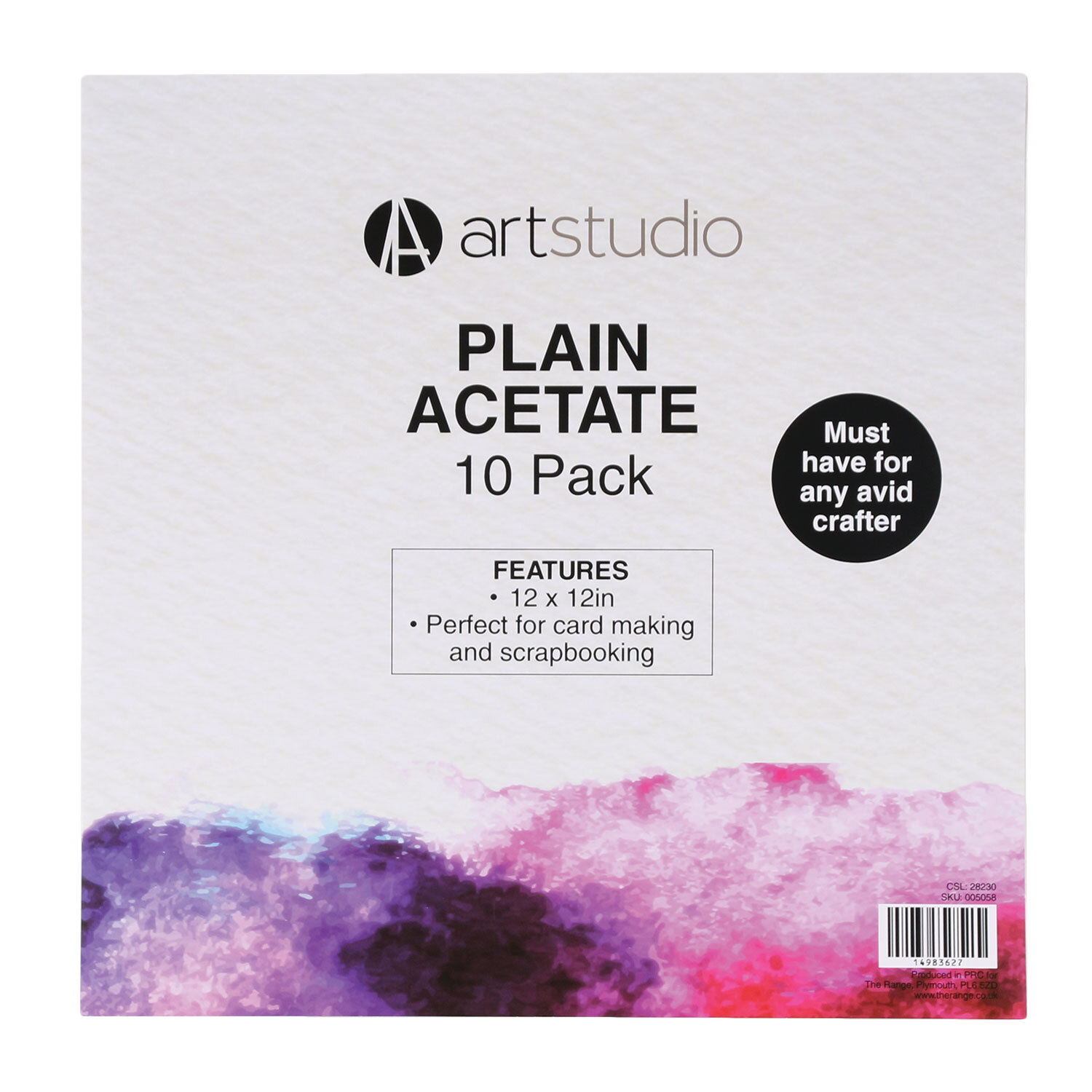 Pack of 10 Art Studio Plain Acetate Image