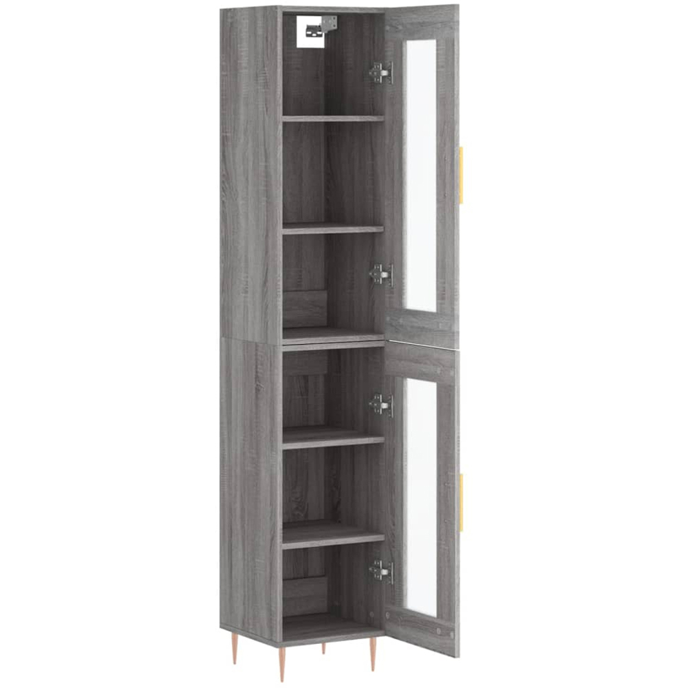 vidaXL 2 Glass Door Grey Sonoma Highboard Image 4