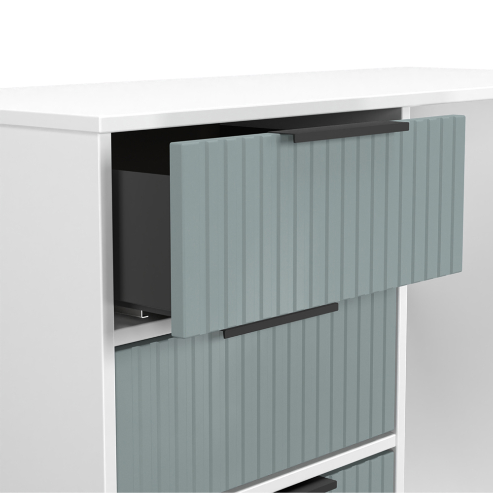 Crowndale Fluted 4 Drawer Duck and White Matt Vanity Dressing Table Ready Assembled Image 6