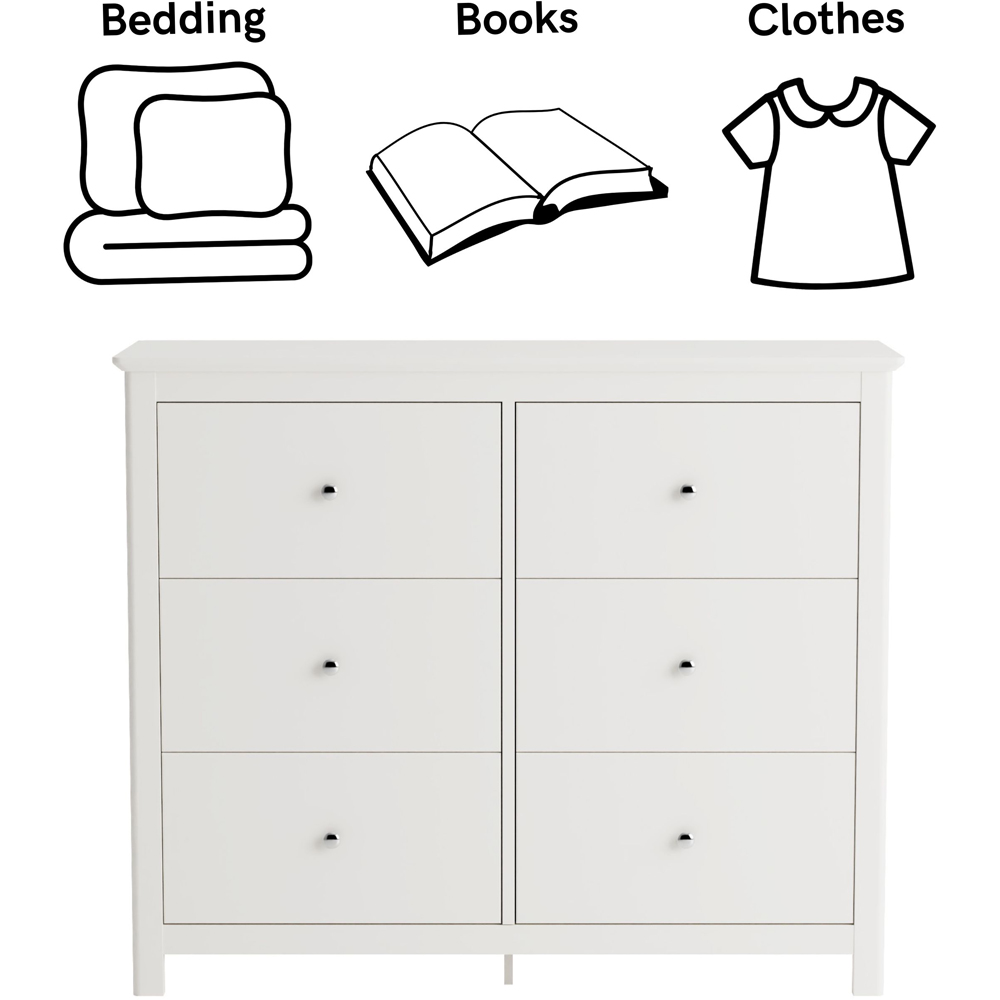 Core Products Nairn 6 Drawer White Wide Chest of Drawers Image 4