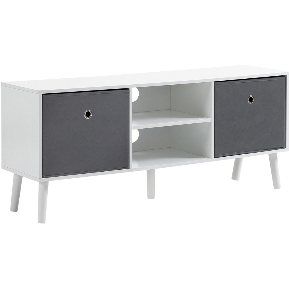 Portland 2 Foldable Drawer 2 Shelf White and Grey TV Cabinet Image 2