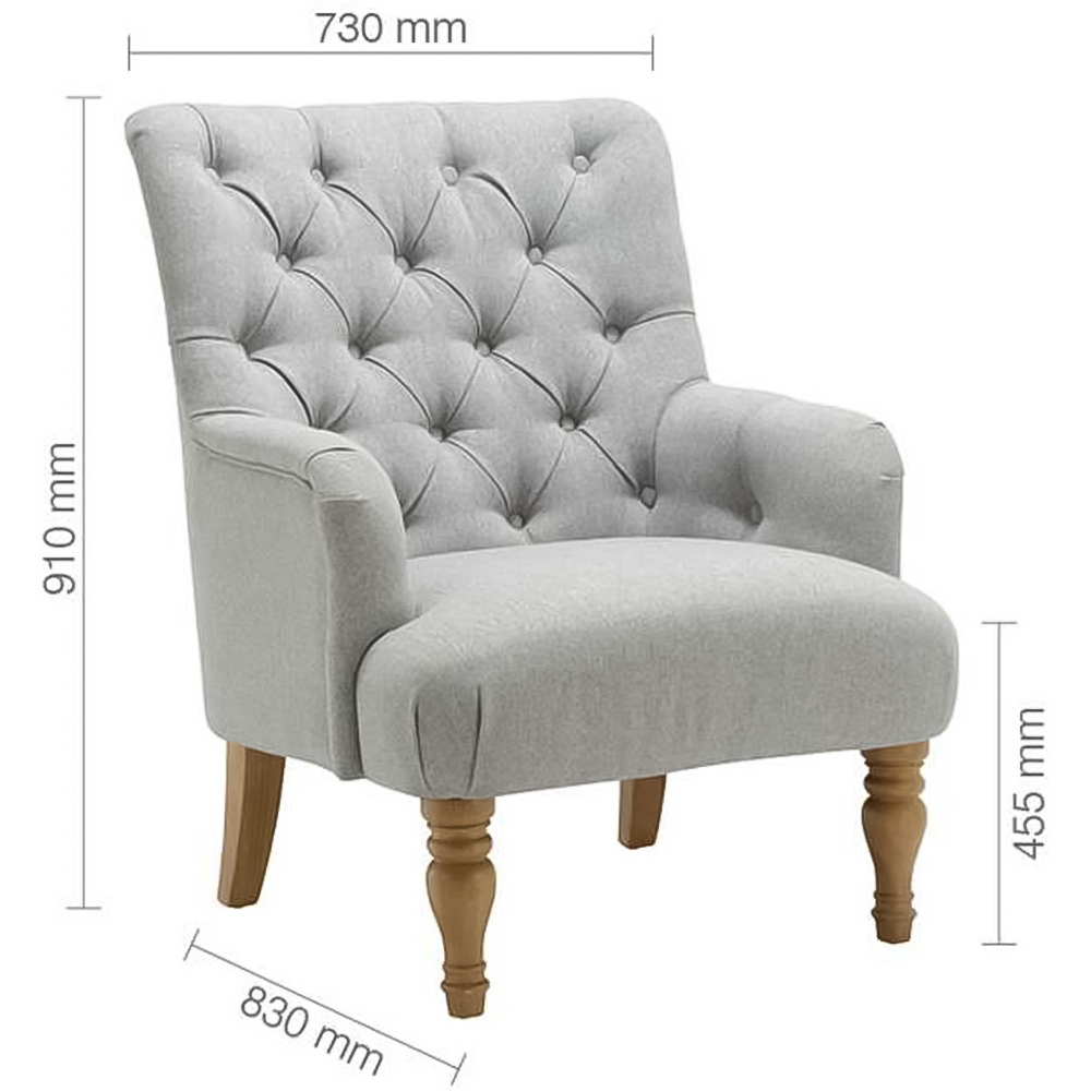 Padstow Button Back Grey Armchair Image 9