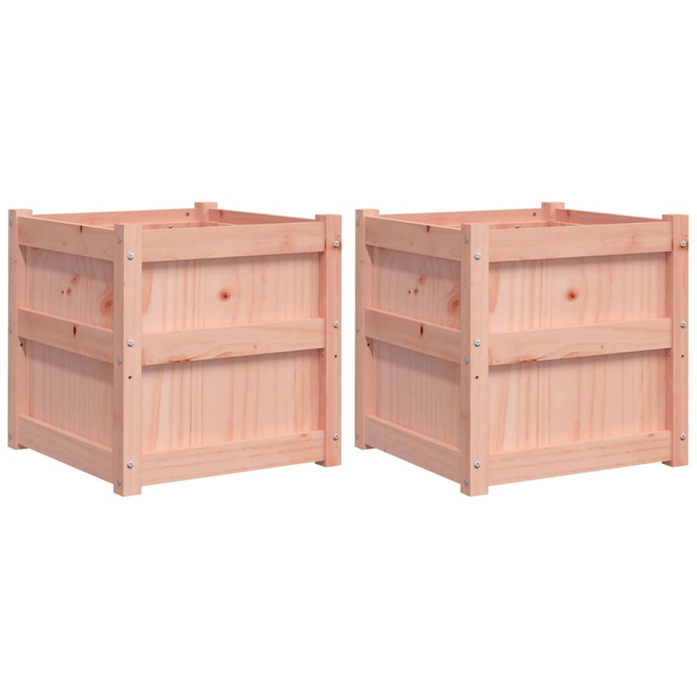 vidaXL Natural Solid Douglas Wood Garden Planter 50cm 2 Pack Image 3