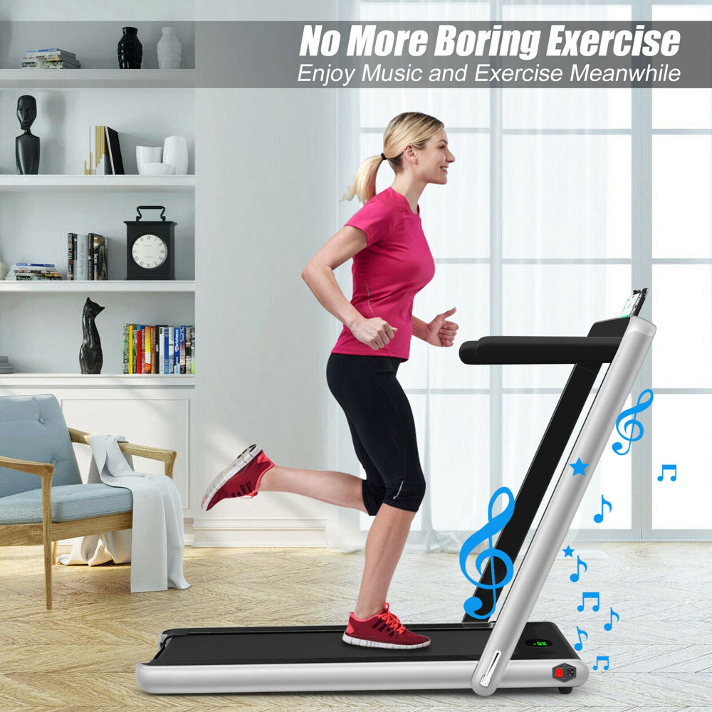 Costway 2 in 1 Silver Electric Folding Under Desk Treadmill with Bluetooth Image 7