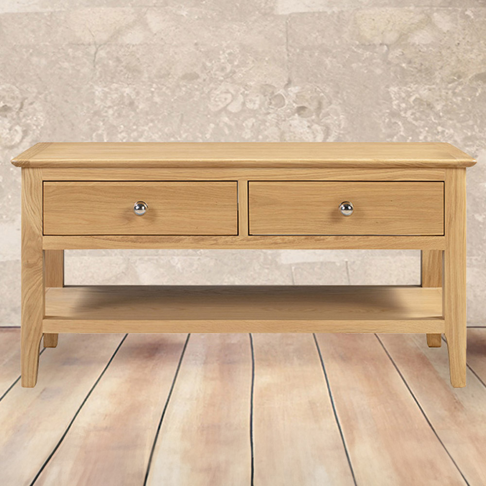 Julian Bowen Cotswold 2 Drawer Oak and Veener Coffee Table Image 1