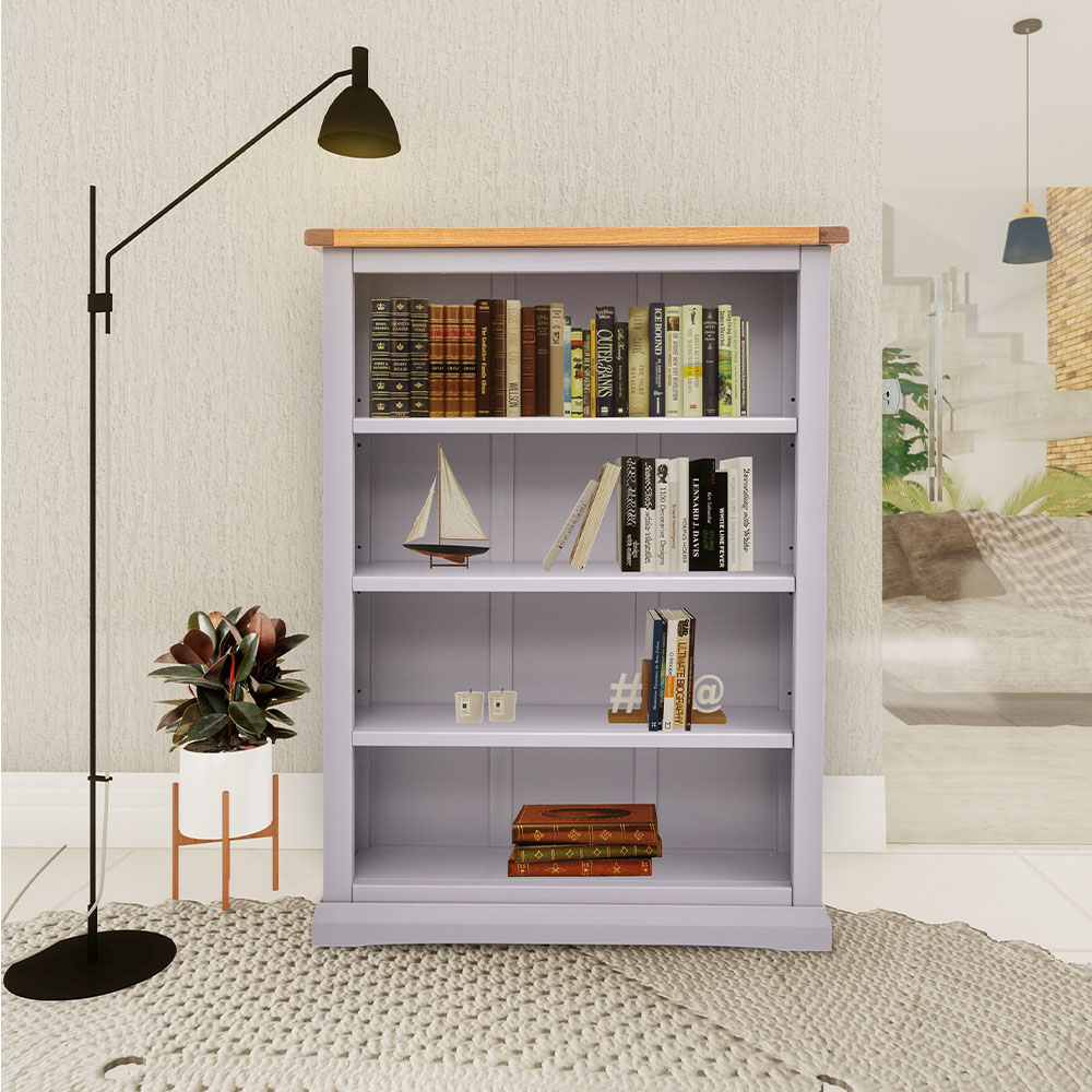 Rocca 4 Shelf Grey Wide Bookcase Image 8
