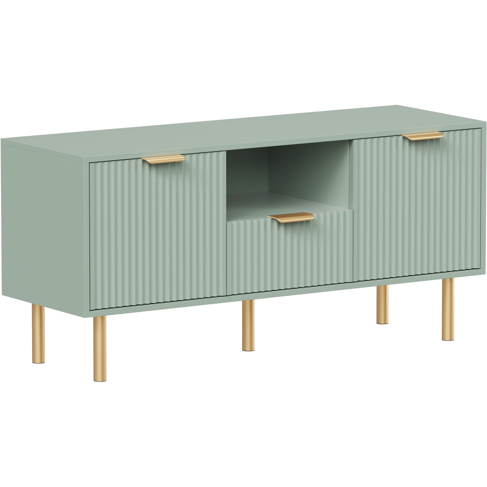 FurnitureHMD 2 Door Single Drawer Single Shelf Green Wave Pattern TV Unit Image 2