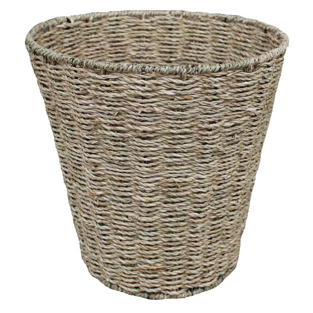 Red Hamper Seagrass Round Waste Paper Basket Image 1