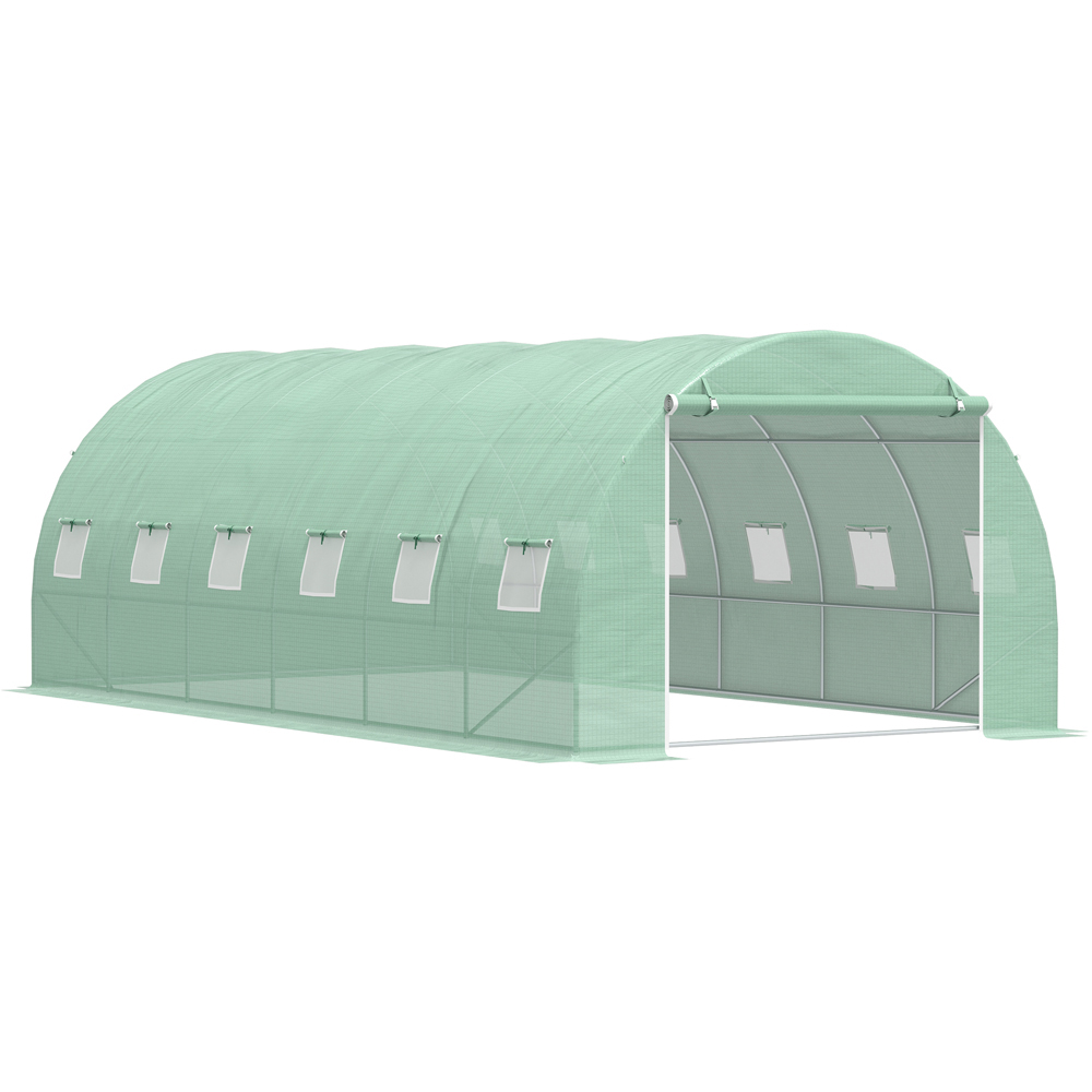 Outsunny Green Steel 9.8 x 19.6ft Walk-In Greenhouse Image 1