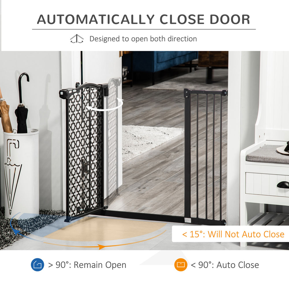 PawHut Black 74-105cm Stair Pressure Fit Pet Safety Gate with Double Locking Image 5