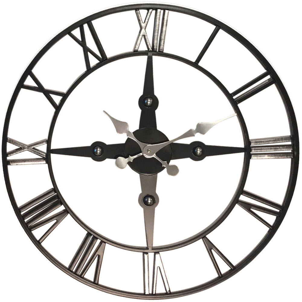 Premier Housewares Vitus Black Metal Wall Clock Image 1
