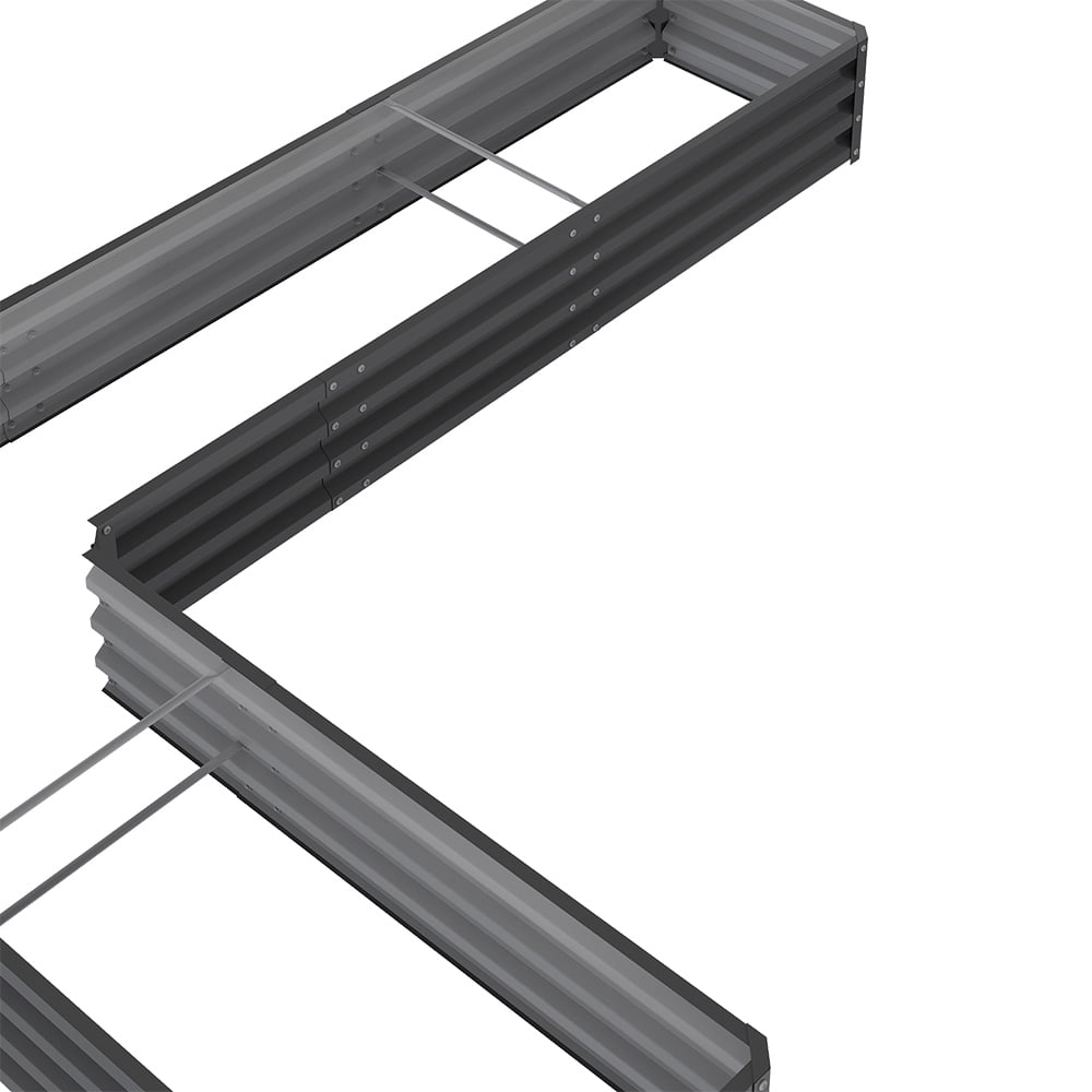 Living and Home Dark Grey L Shape Galvanized Steel Raised Garden Bed 207 x 277cm Image 4