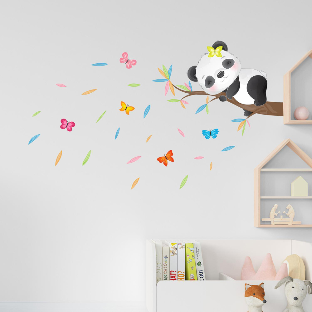 Walplus Kids Sleeping Panda On The Tree Branch Self Adhesive Wall Stickers Image 1