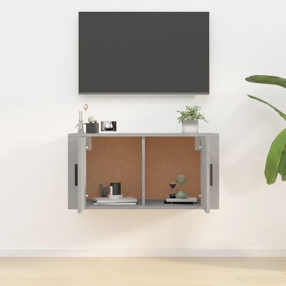 vidaXL 2 Door Concrete Grey Wall Mounted TV Cabinet Image 9