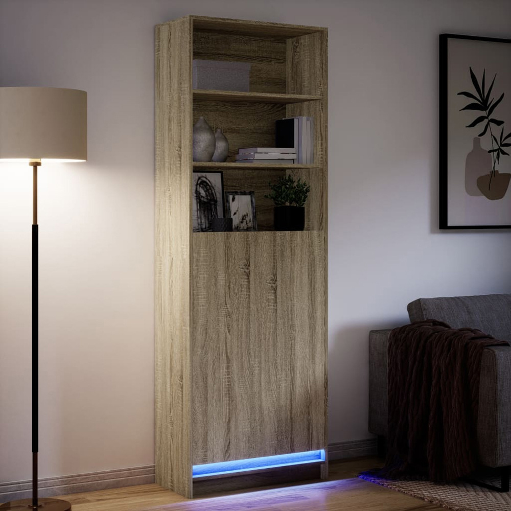 vidaXL 2 Door 3 Shelf Sonoma Oak Highboard with LED Lights Image 9