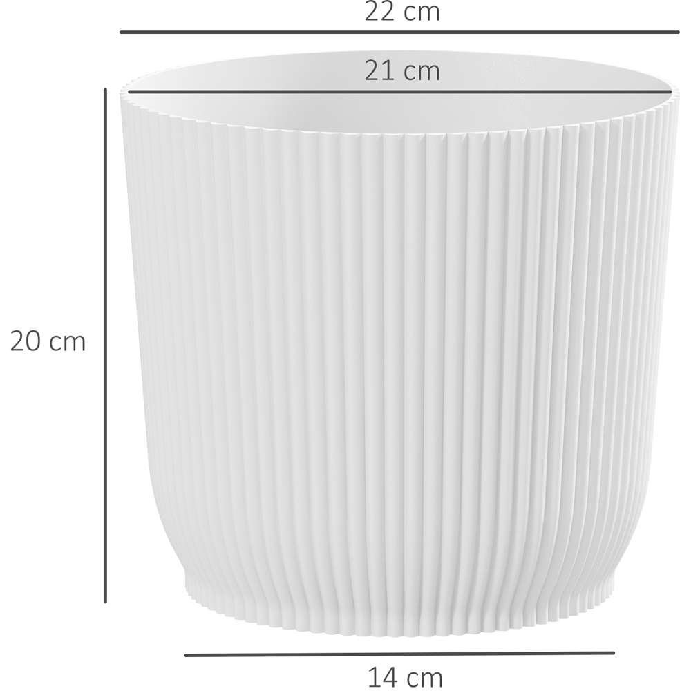 Outsunny White Round Outdoor Plant Pot 22cm 3 Pack Image 7