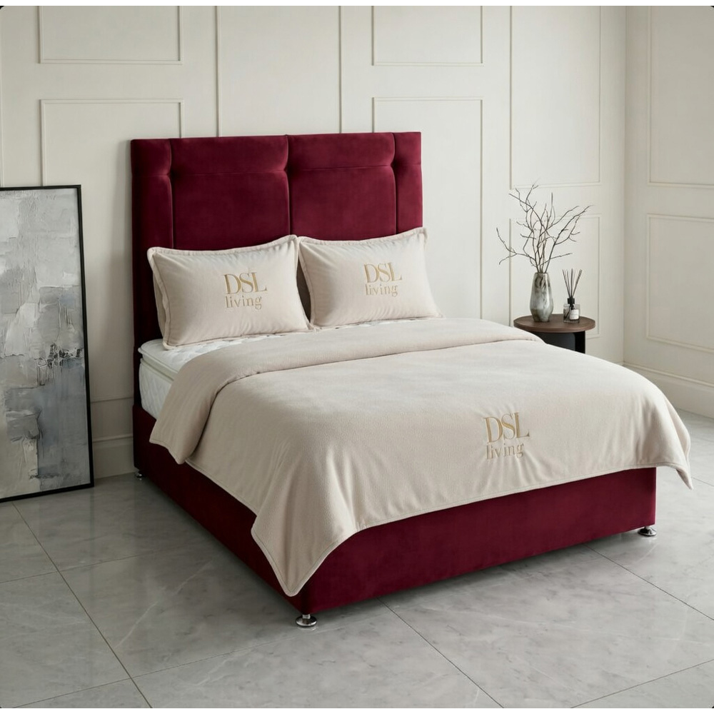 DS Living Kingsley King Size Maroon Plush Divan Bed Image 5