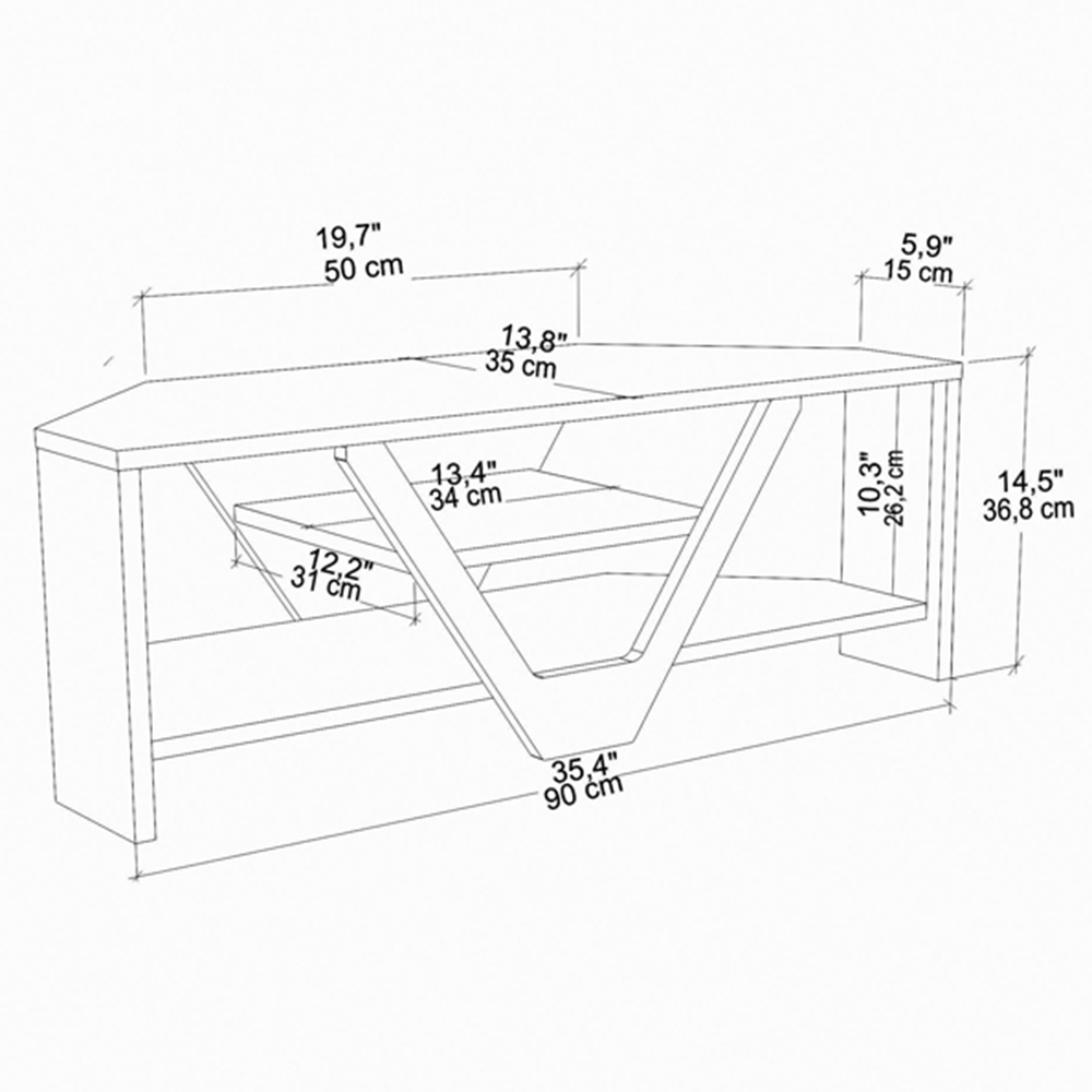 Decorotika Karin 2 Sheld Oak and White Modern Corner TV Unit Image 7