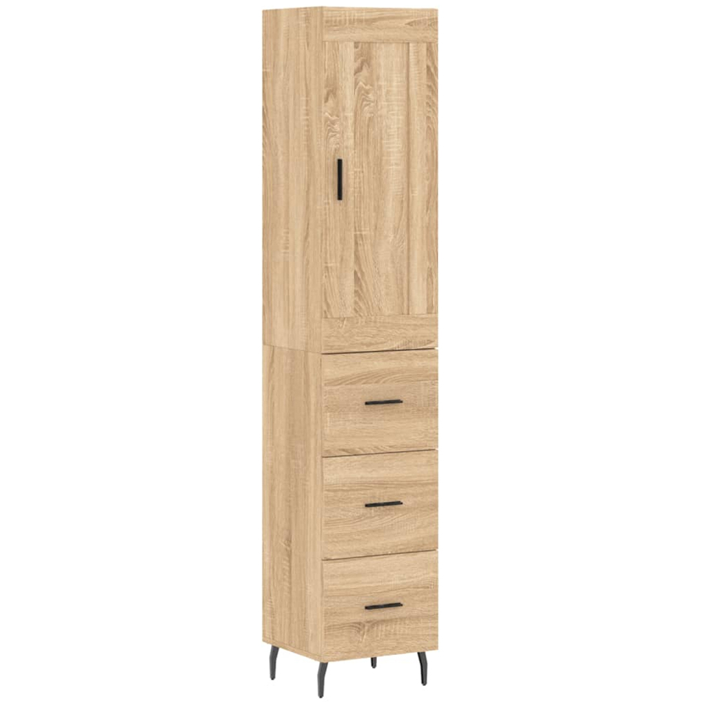 vidaXL Single Door 3 Drawer Sonoma Oak Highboard Image 2