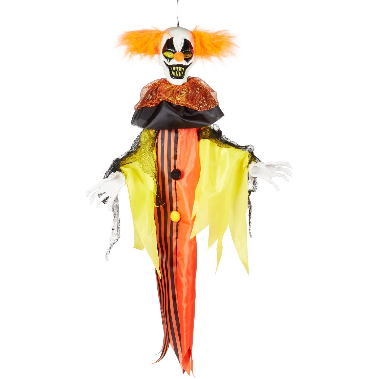 Hanging Animated Spooky Clown Decoration - Orange Image 1