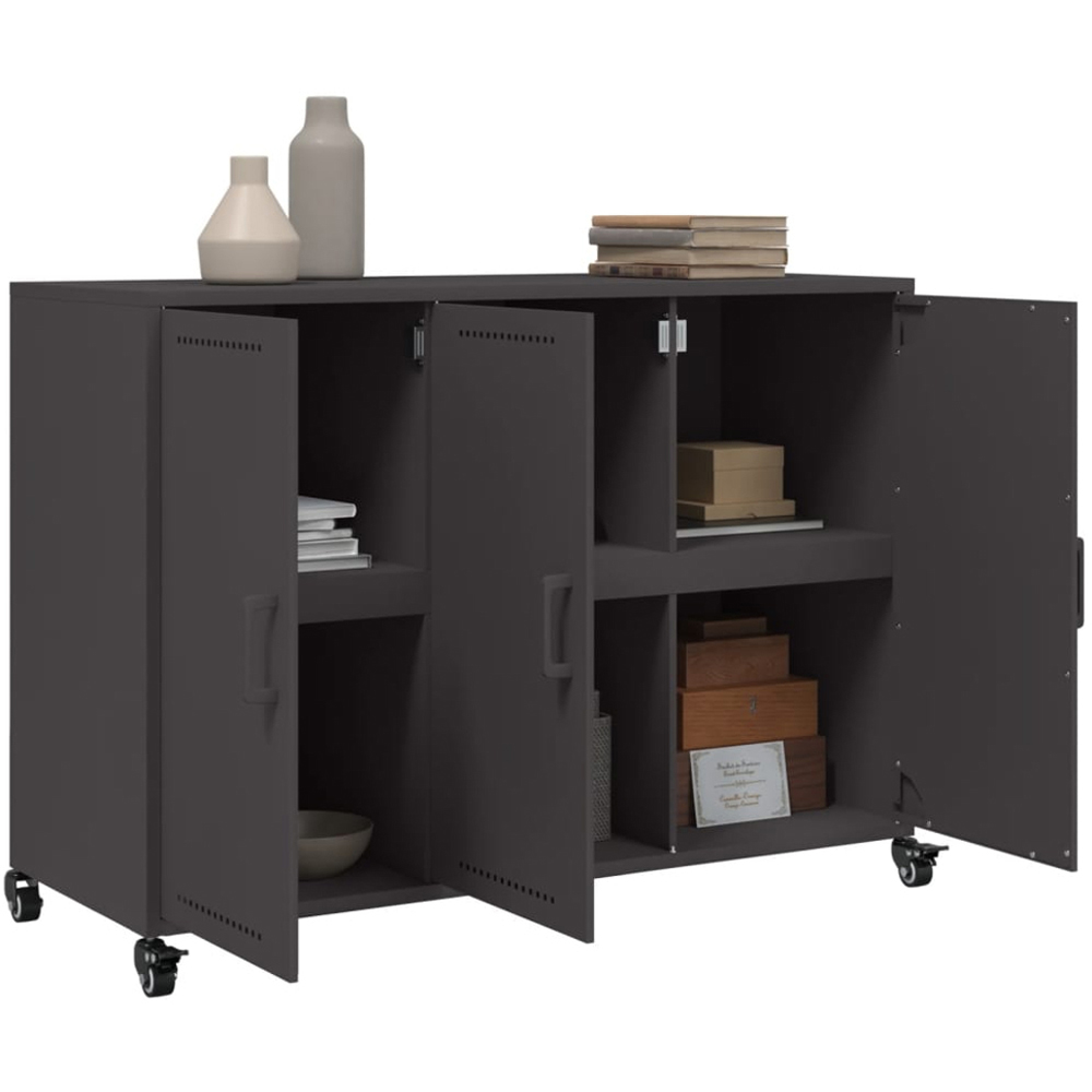 vidaXL 3 Door Black Metal Sideboard Image 5