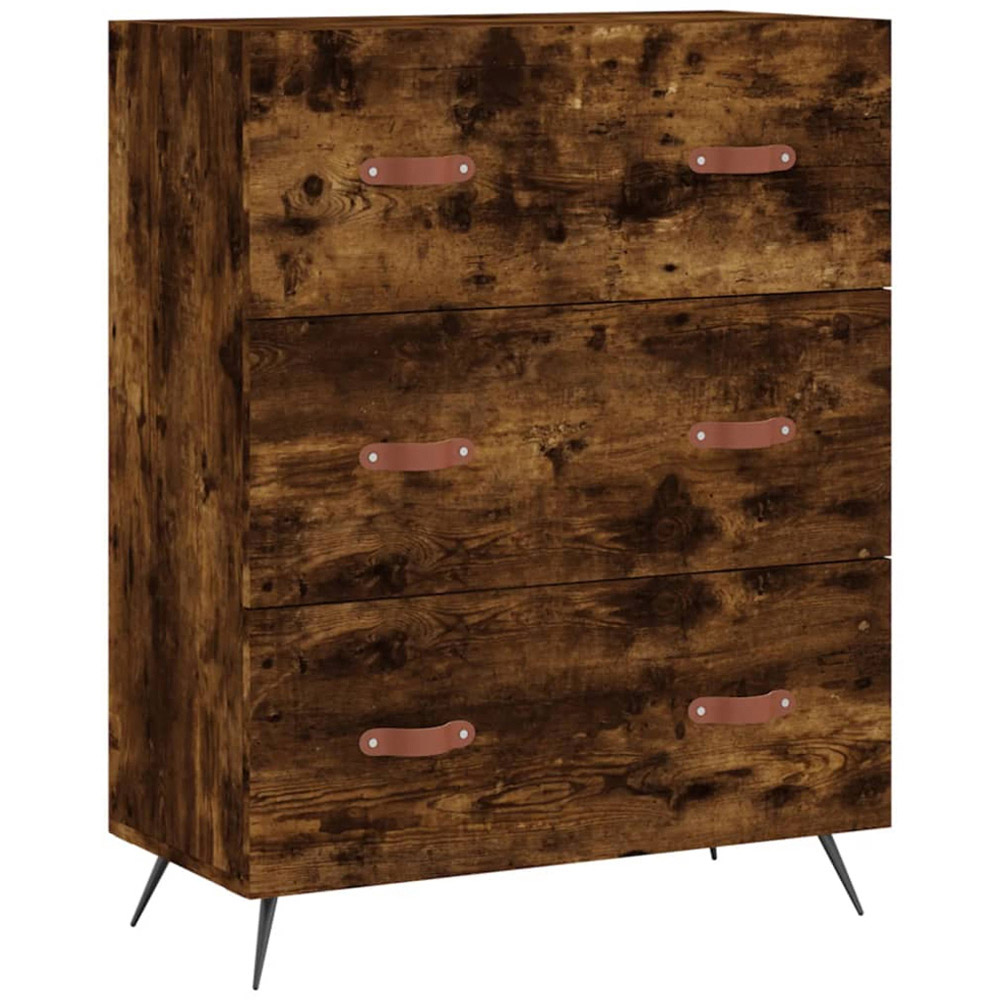 vidaXL 3 Drawer Smoked Oak Wooden Chest of Drawers Image 2