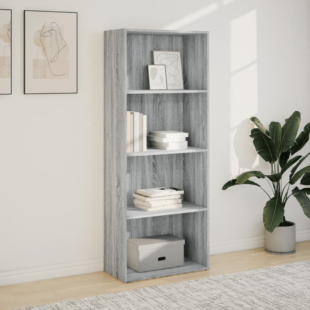 vidaXL 4 Shelf Grey Sonoma Bookcase Image 7