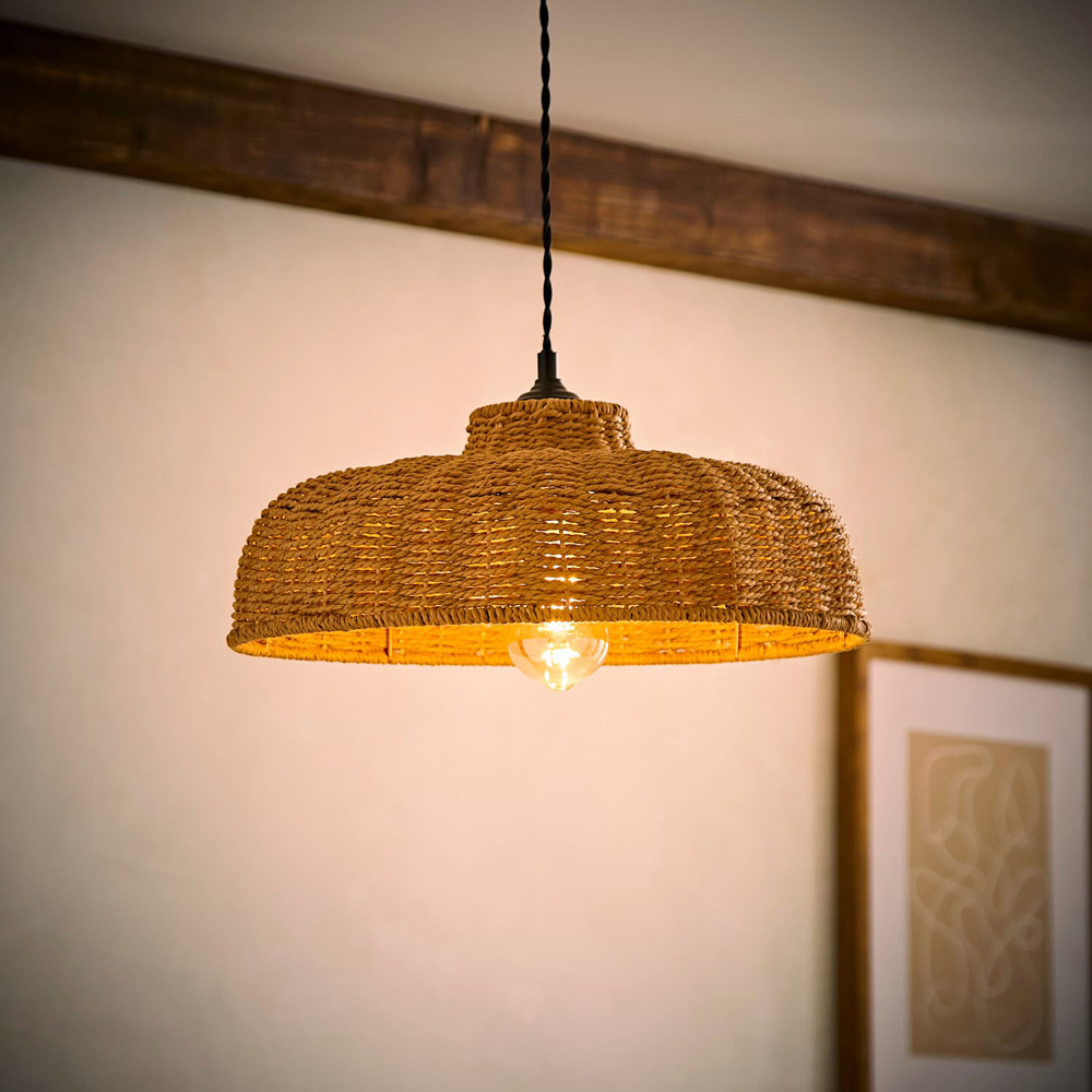 ValueLights Neveah Round Natural Rattan Pendant Lamp Shade Image 2