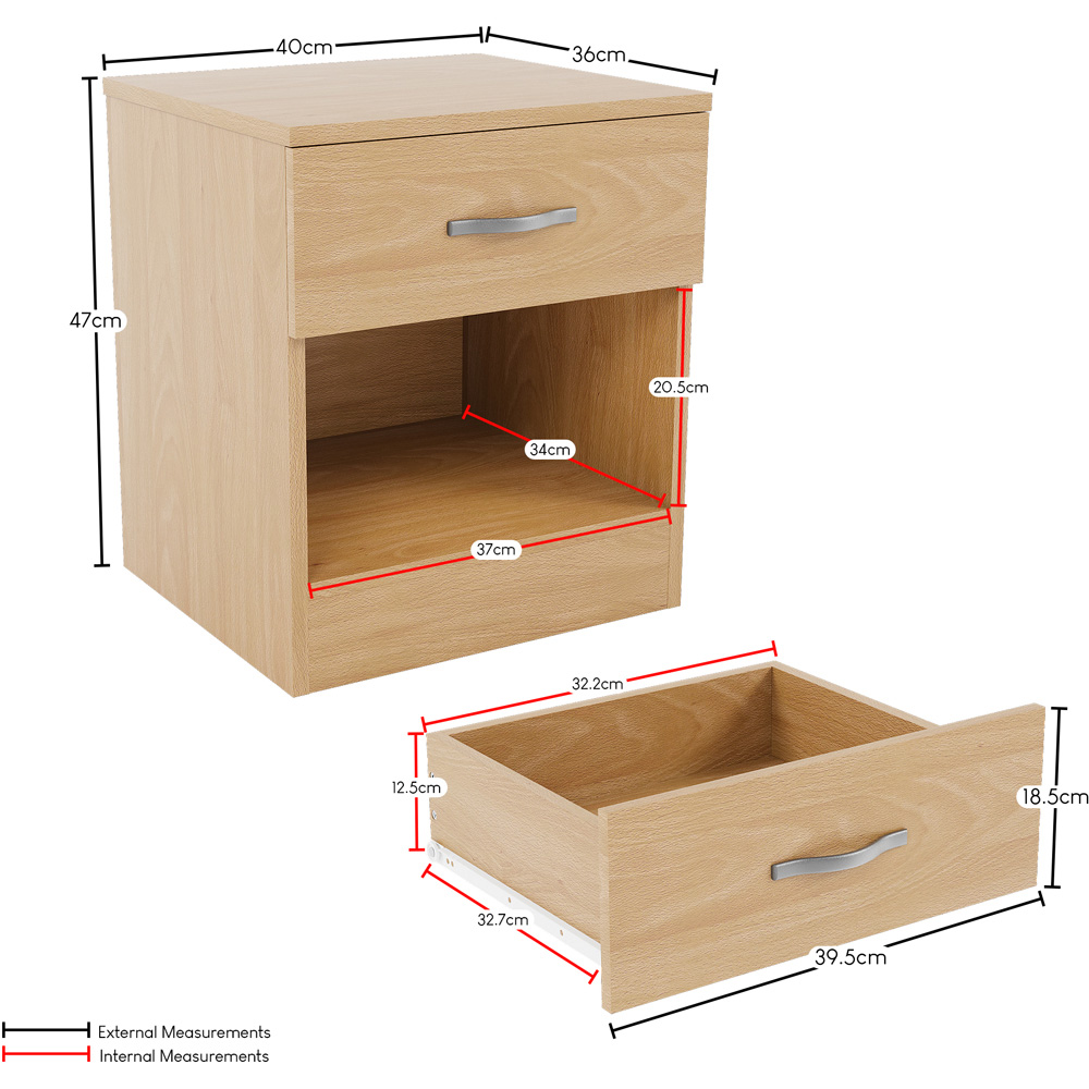 VIDA DESIGNS Riano Single Drawer Pine Bedside Table Image 8