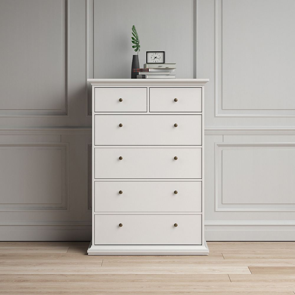 Florence Paris 6 Drawer White Chest of Drawers Image 4