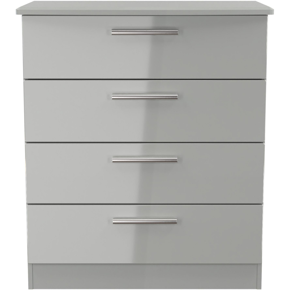 Crowndale Knightsbridge 4 Drawer Grey Gloss and Dusk Grey Chest of Drawers Ready Assembled Image 2